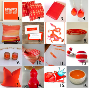 Tangerine Tango Etsy Roundup by 6th Street Design School. Pantone’s 2012 Color of the Year.