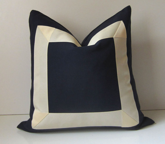 Navy with Wide Grosgrain Cream Ribbon