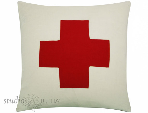 Red and White Cross Pillow