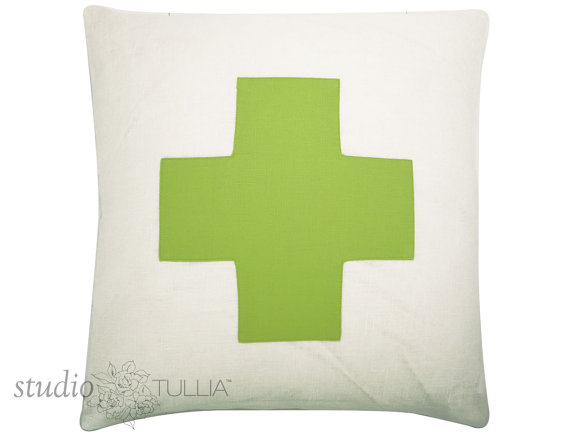 Citron Green Cross Pillow