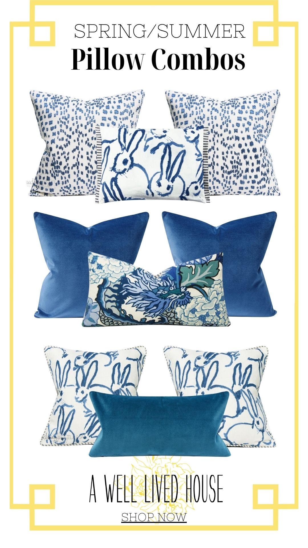 blue and white pillow guide
