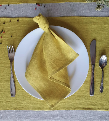yellow linen placemats